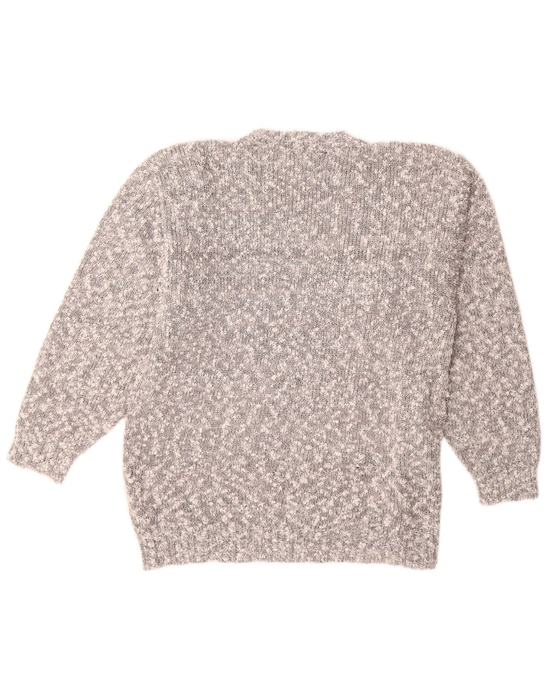 Maglione maglione girocollo da donna VINTAGE UK 14 Blocco colore grigio medio