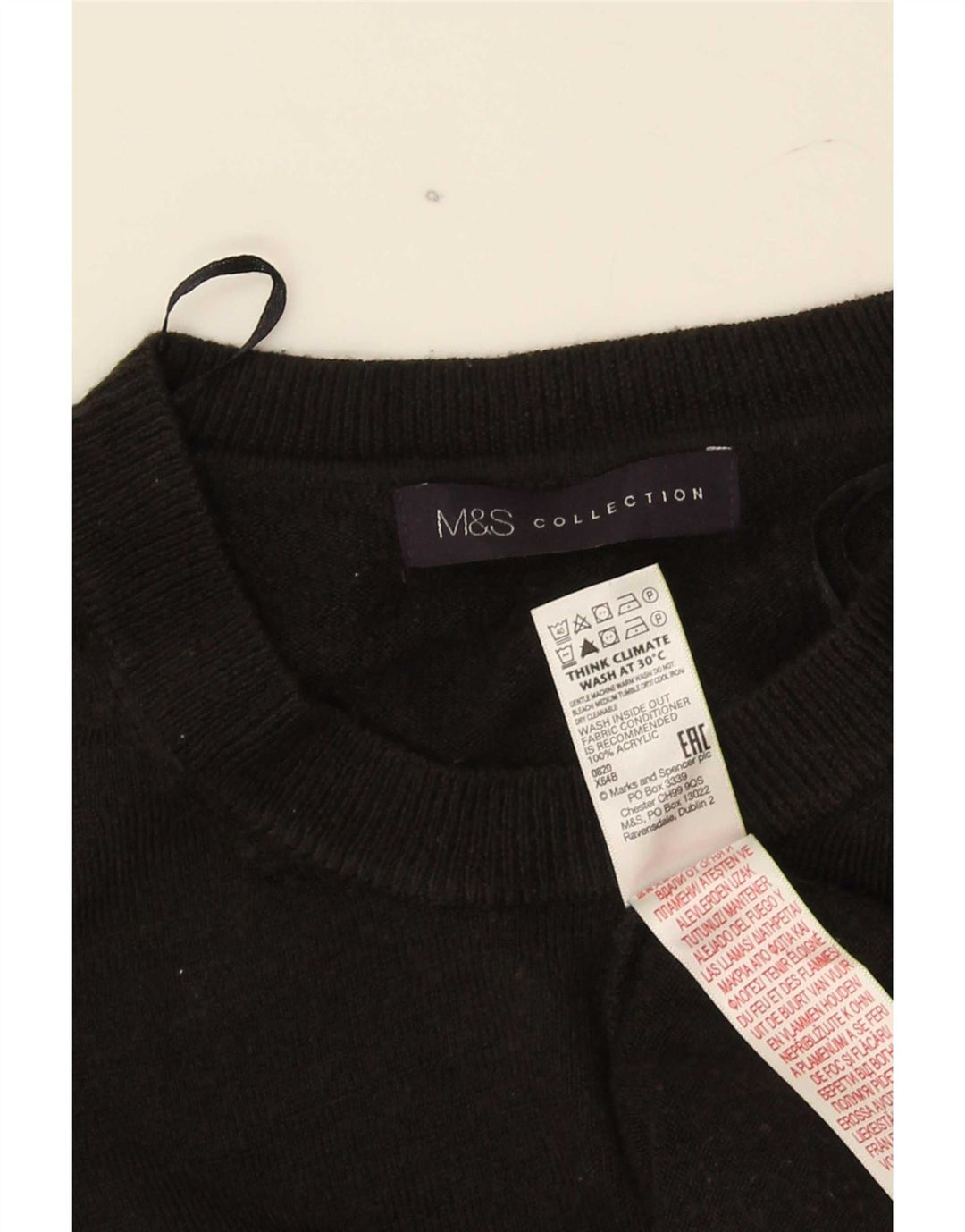 Maglione maglione girocollo da donna Marks & Spencer UK 16 grande nero