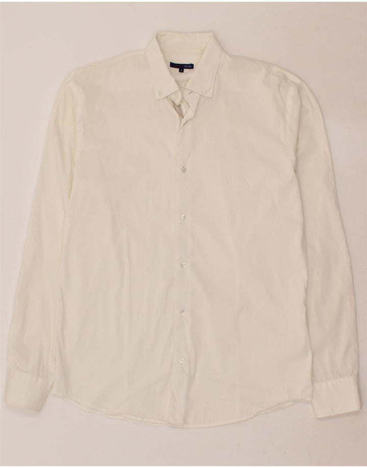 TRUSSARDI JEANS Mens Shirt Large White Vintage Trussardi Jeans and Second-Hand Trussardi Jeans from Messina Hembry 