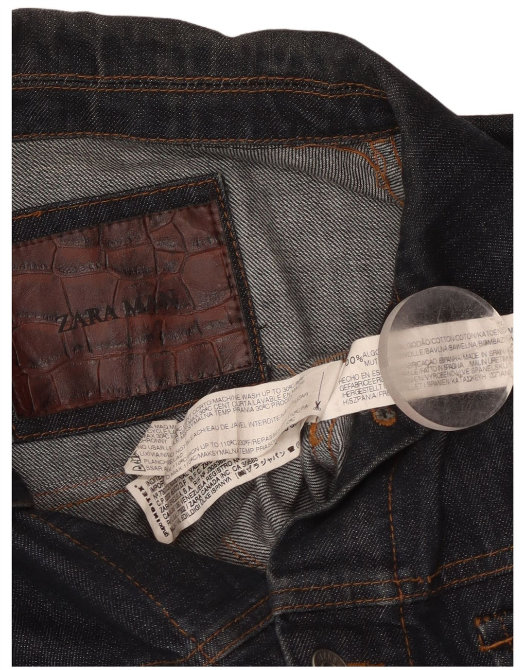 Giacca in denim da uomo Zara UK 36 piccola in cotone blu navy