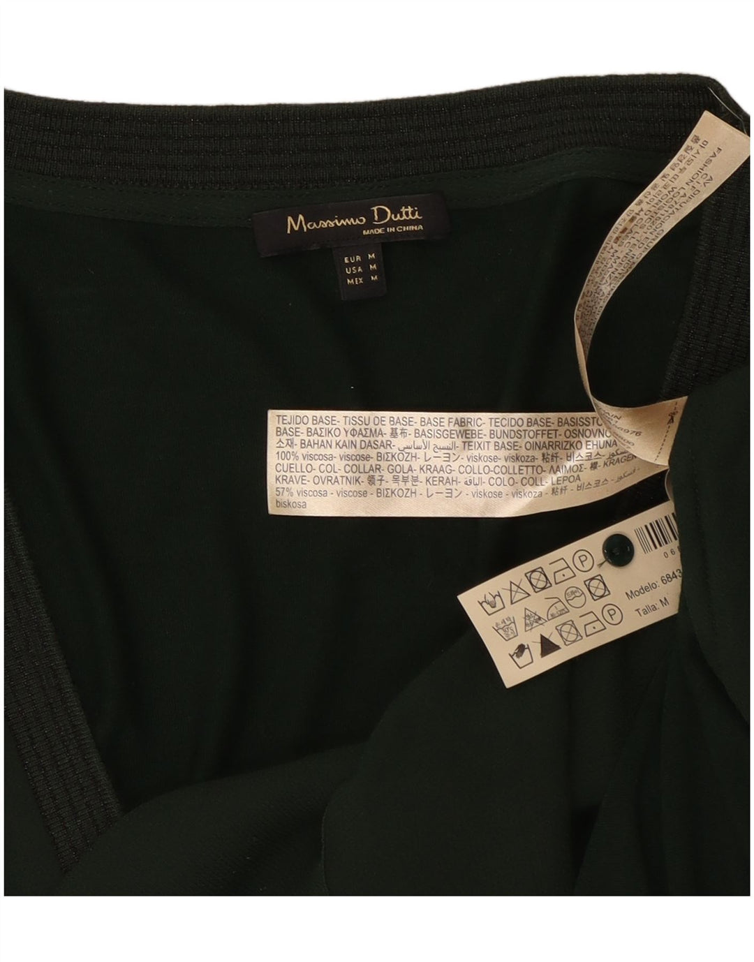 Massimo Dutti Camicetta a maniche lunghe da donna Top UK 14 Viscosa verde medio