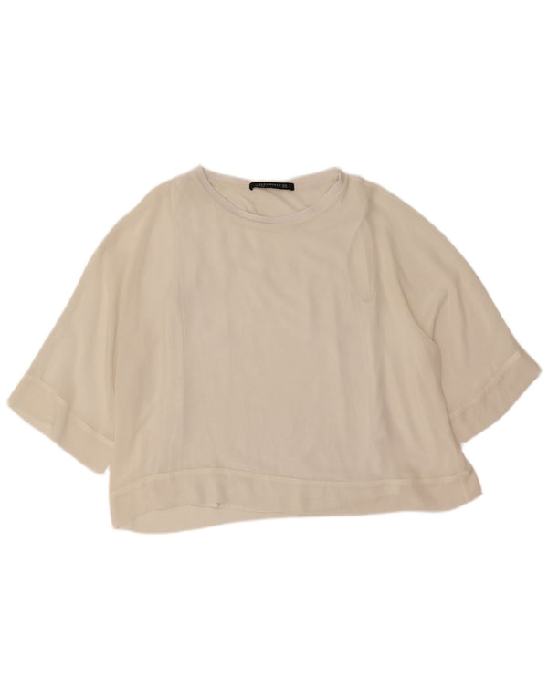 Blusa oversize da donna Zara Top UK 14 Poliestere bianco medio