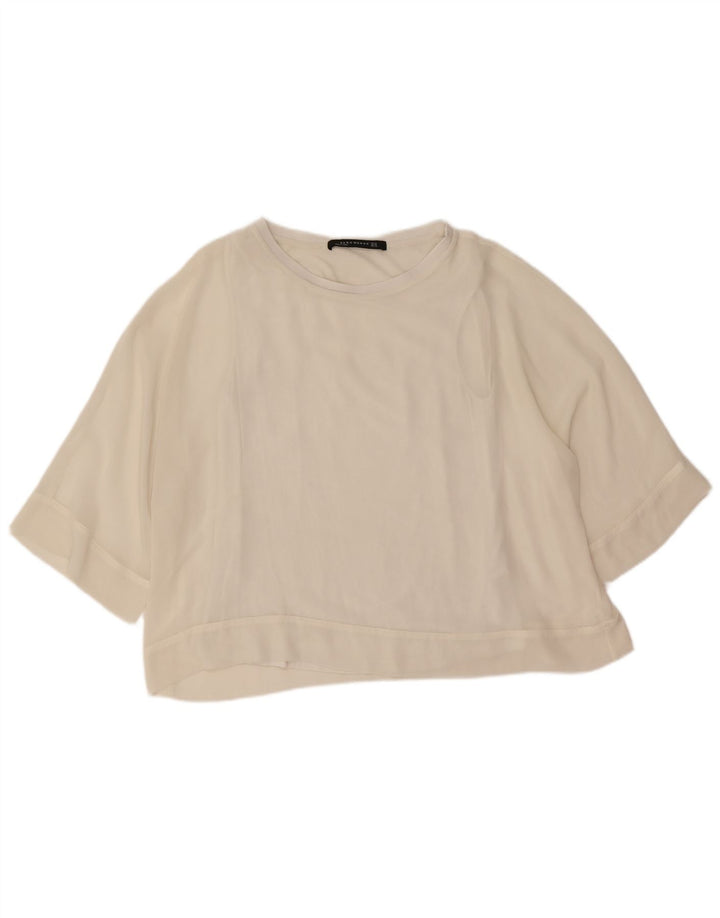 Blusa oversize da donna Zara Top UK 14 Poliestere bianco medio
