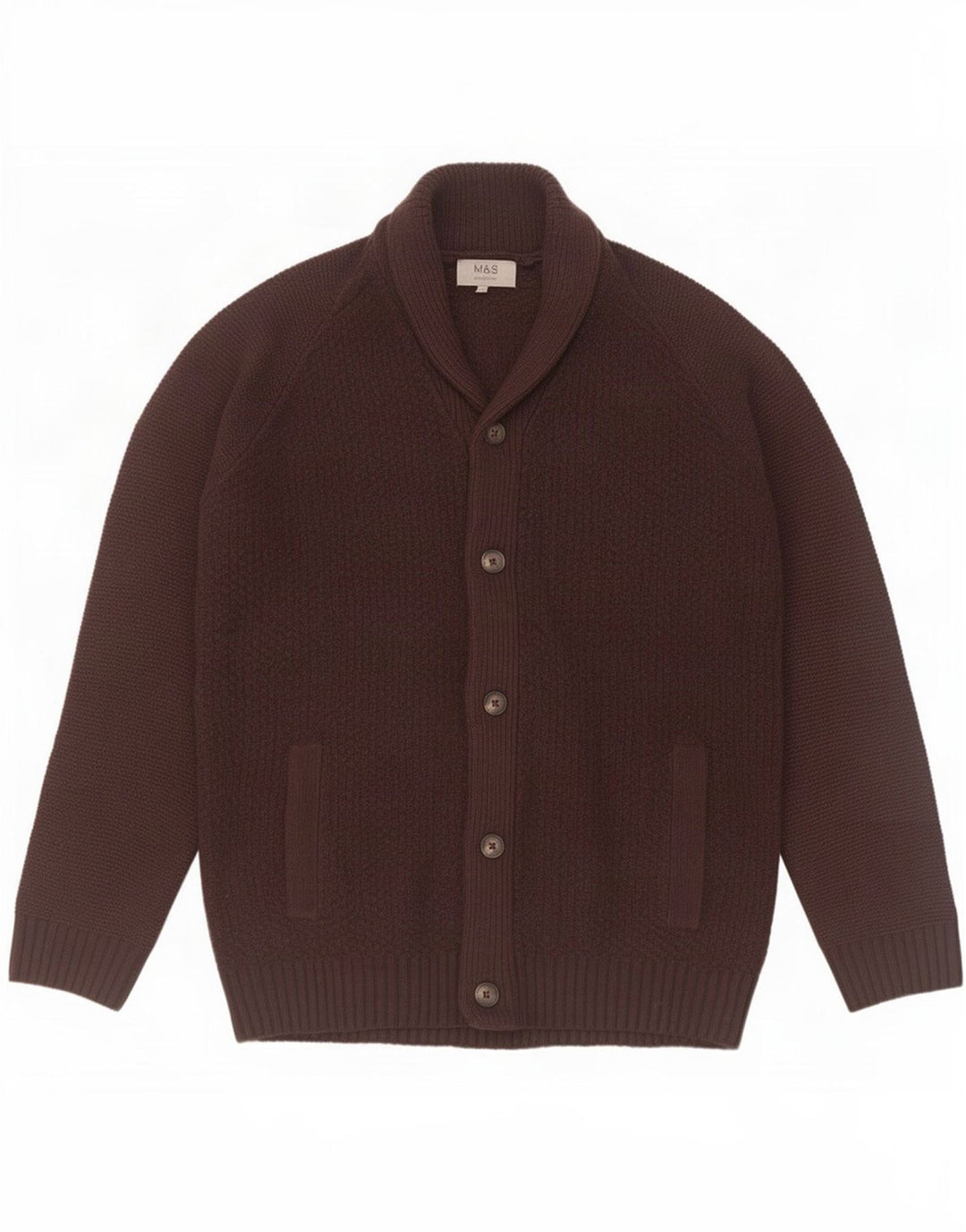 Maglione cardigan da uomo Marks & Spencer grande acrilico marrone