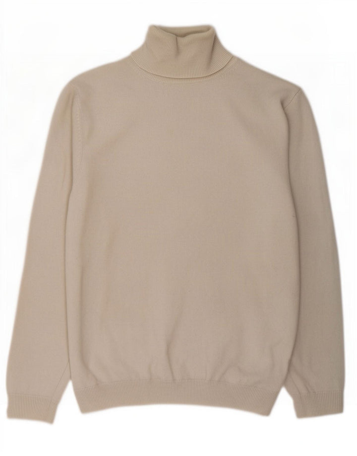 Maglione maglione da donna a collo alto Massimo Dutti UK 16 grande lana beige
