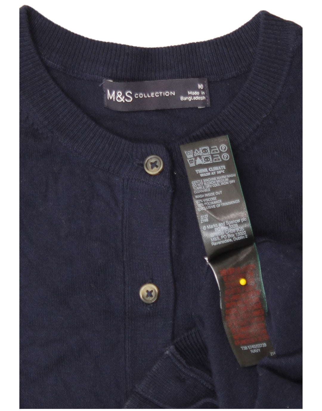 Maglione cardigan da donna Marks & Spencer UK 10 piccolo in viscosa blu navy