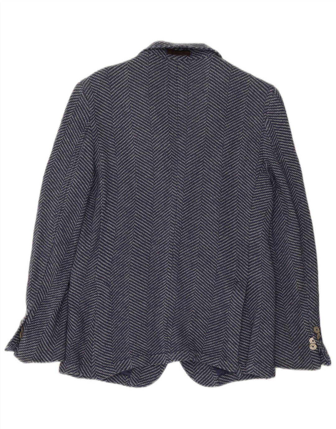 Giacca blazer da uomo a 2 bottoni lavorata a maglia Massimo Dutti EU 46 piccola spina di pesce blu