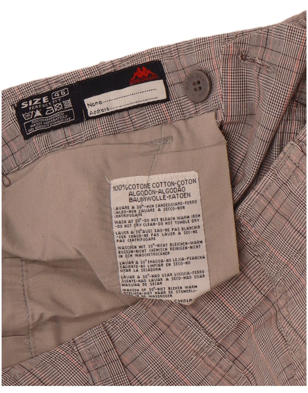 Pantaloncini cargo Kappa da uomo Perfect Fit IT 46 Small W32 Cotone a quadri grigi