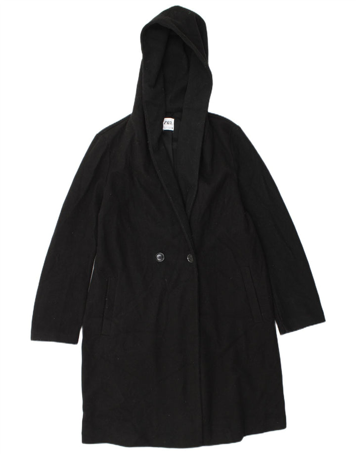 Cappotto doppiopetto oversize con cappuccio da donna Zara UK 10 piccolo nero