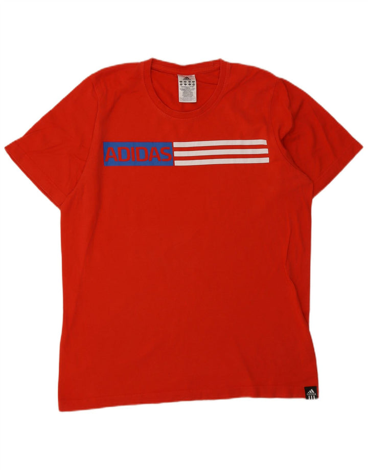 T-shirt grafica da uomo Adidas Top in cotone rosso medio