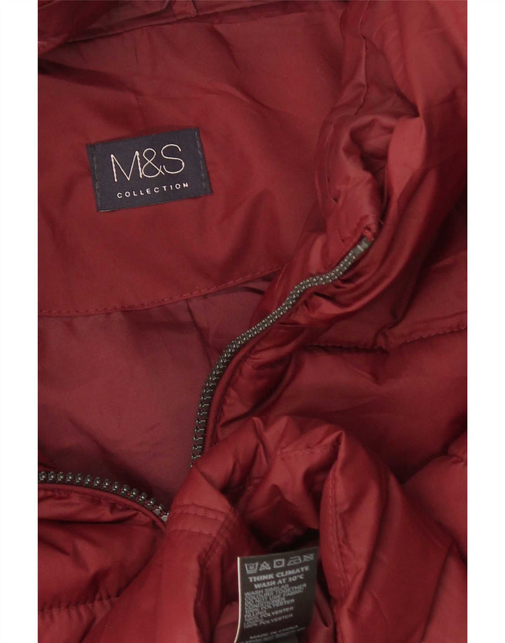 Giacca imbottita con cappuccio da donna Marks & Spencer UK 12 poliestere bordeaux medio