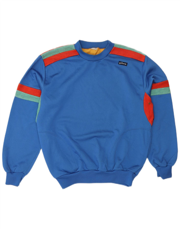 Felpa da uomo vintage maglione grande color block blu