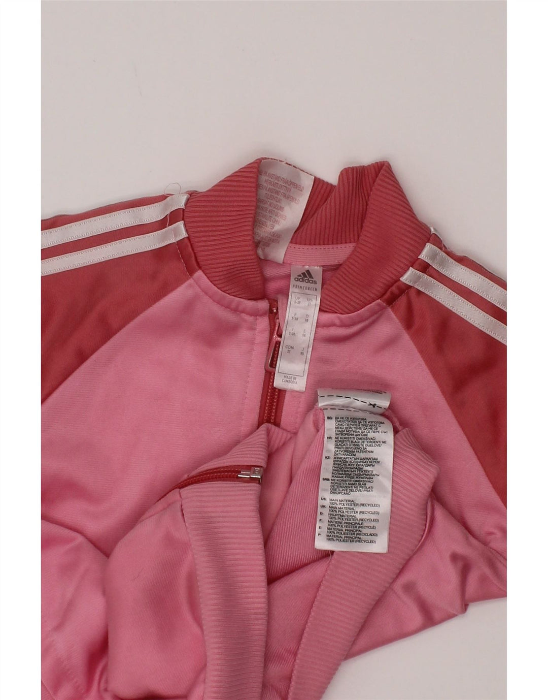 Giacca superiore della tuta da ragazza Adidas 2-3 anni in poliestere color block rosa
