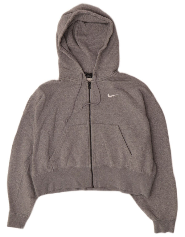 Felpa con cappuccio e zip Nike da donna, vestibilità rilassata, UK 10, piccolo, in cotone grigio, sportivo