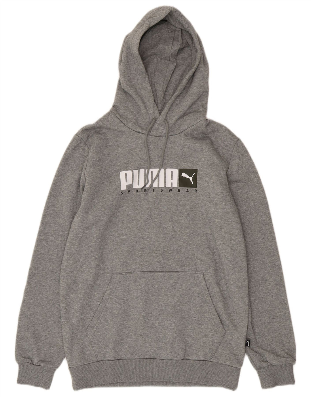 Felpa con cappuccio grafica da uomo Puma piccola in cotone grigio