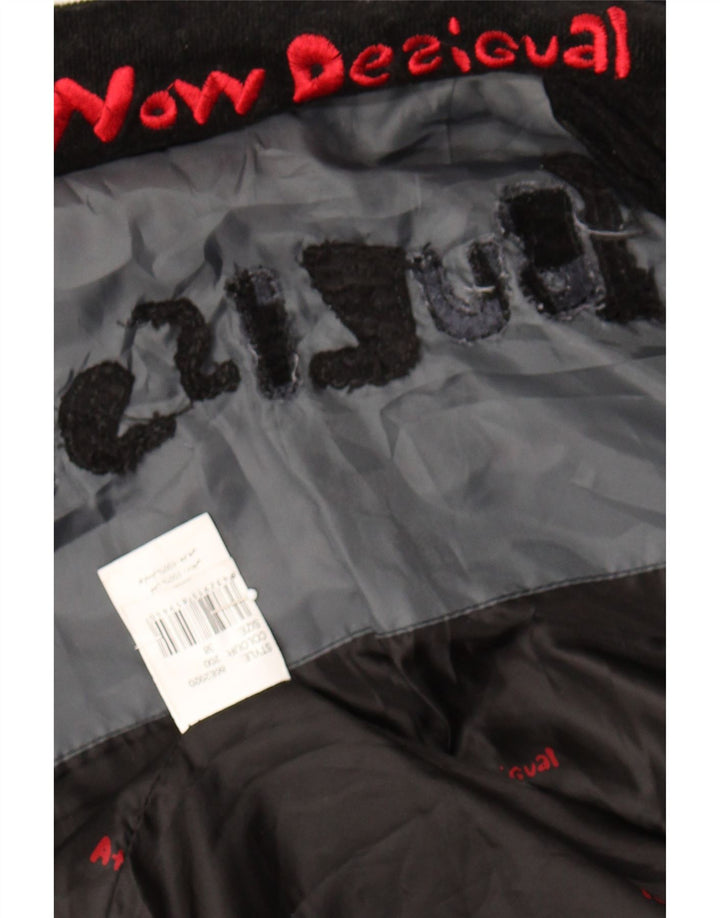 DESIGUAL Womens Graphic Overcoat EU 38 Medium Black Colourblock Cotton Vintage Desigual and Second-Hand Desigual from Messina Hembry 