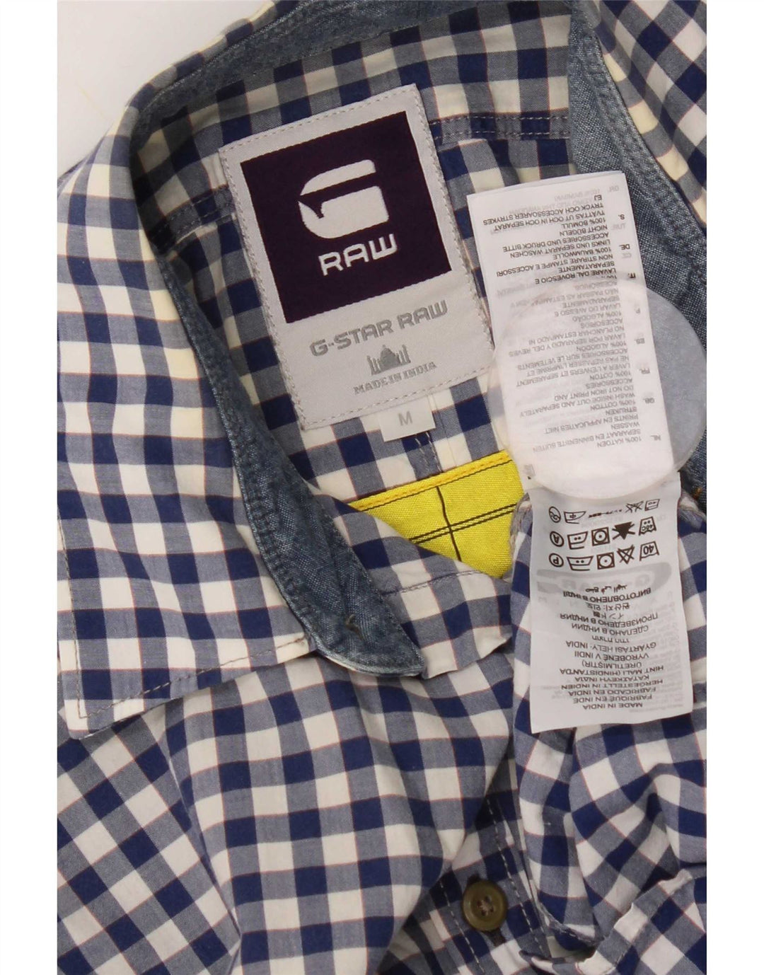 Camicia da uomo G-Star in cotone a quadretti blu medio