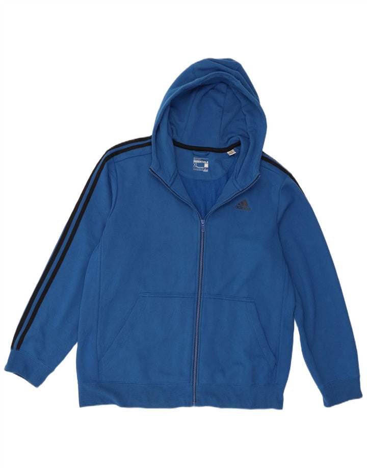 Maglione con cappuccio e zip da uomo Adidas XL blu poliestere