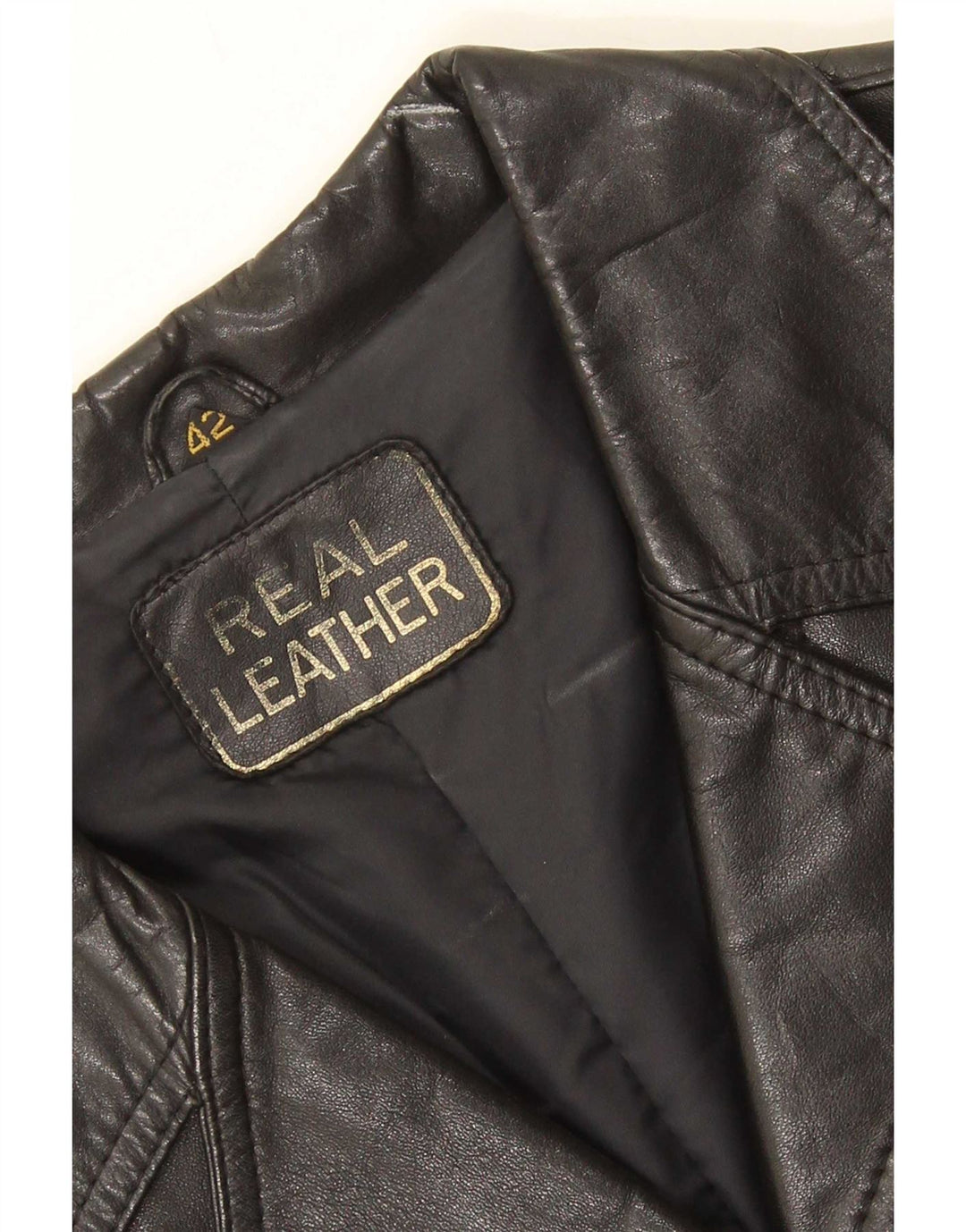 Giacca in pelle vintage da donna IT 42 media nera
