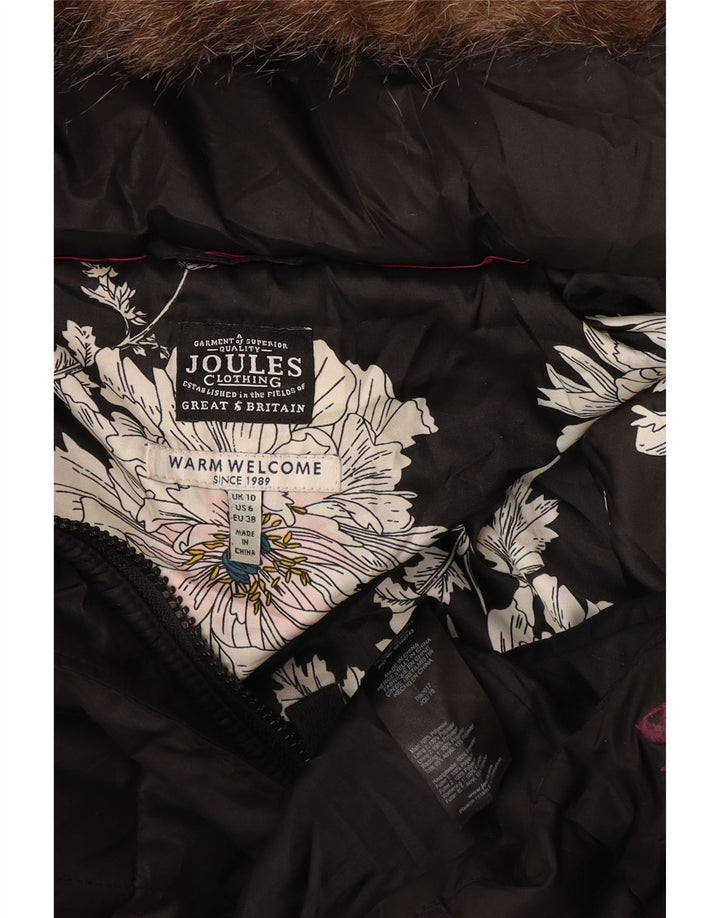 Cappotto trapuntato con cappuccio da donna Joules UK 10 piccolo poliestere nero