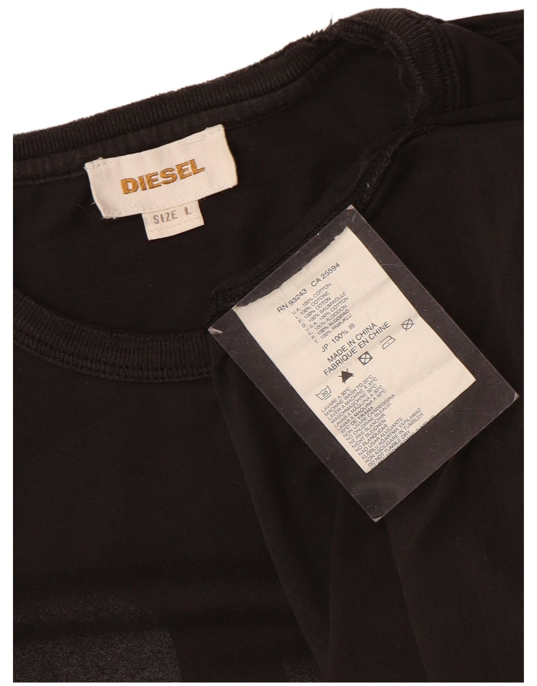 T-shirt grafica da uomo Diesel Top grande in cotone nero