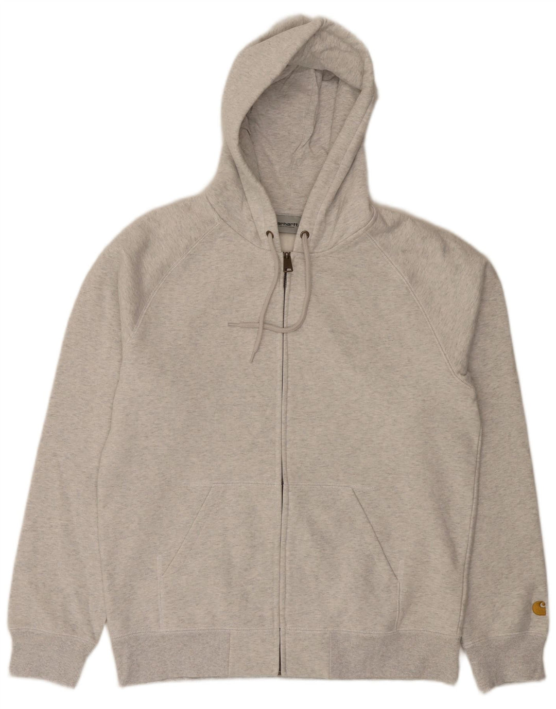 Maglione con cappuccio e zip da uomo Carhartt in cotone grigio medio