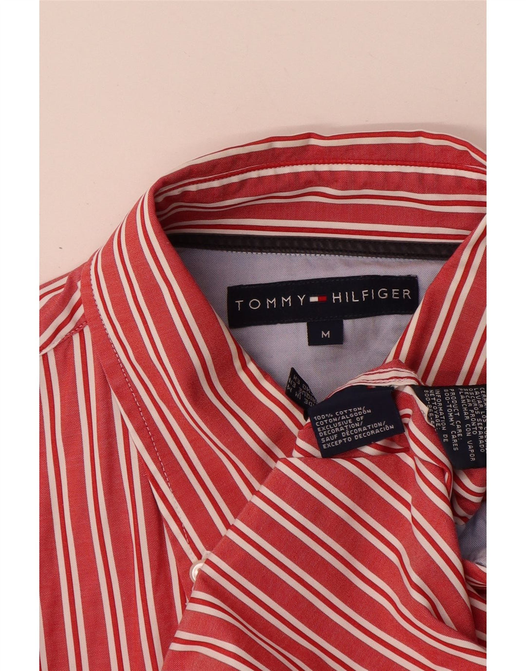Camicia da uomo Tommy Hilfiger in cotone a righe rosse medie
