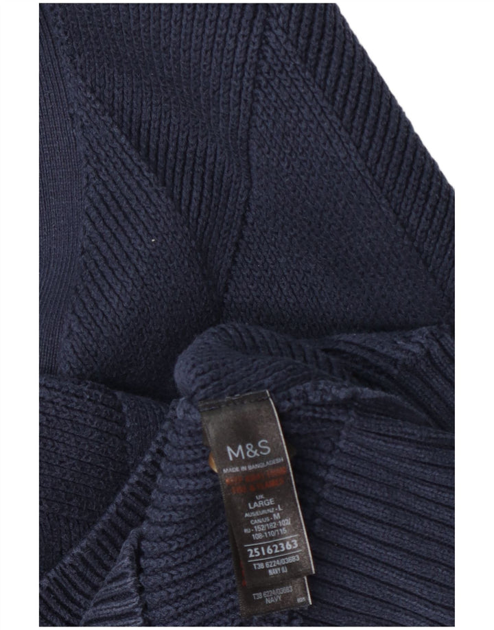 Maglione cardigan da donna Marks & Spencer UK 16 grande cotone blu navy