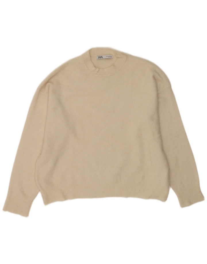 Maglione maglione girocollo oversize da donna Zara UK 14 medio bianco sporco