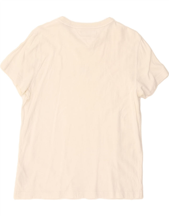 TOMMY HILFIGER Womens T-Shirt Top UK 14 Medium White Cotton Vintage Tommy Hilfiger and Second-Hand Tommy Hilfiger from Messina Hembry 
