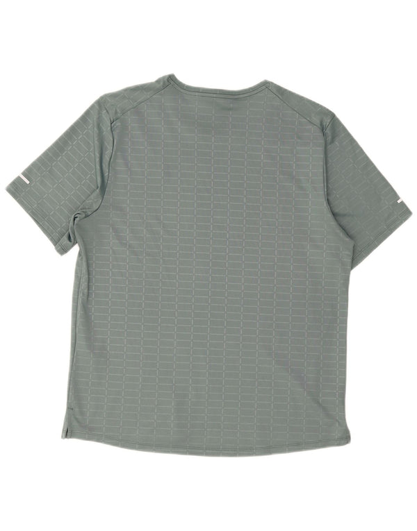 T-shirt Nike da uomo Dri Fit, top in poliestere a quadri grigio medio