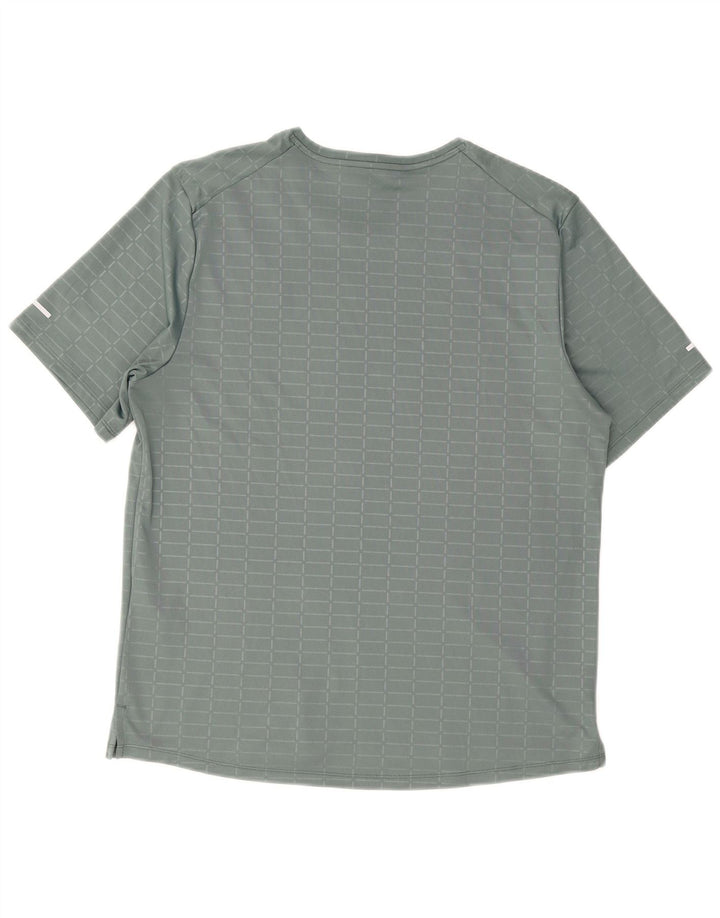 T-shirt Nike da uomo Dri Fit, top in poliestere a quadri grigio medio