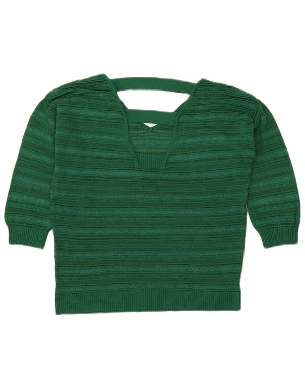 Maglione corto con scollo a V da donna Marella UK 12 Verde medio a righe