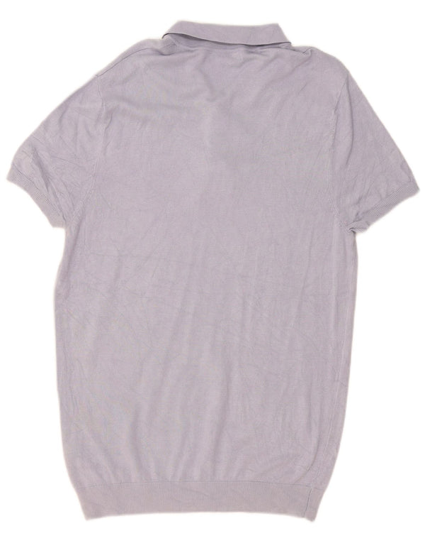 Maglione Zara da uomo a maniche corte con collo polo grande in viscosa blu