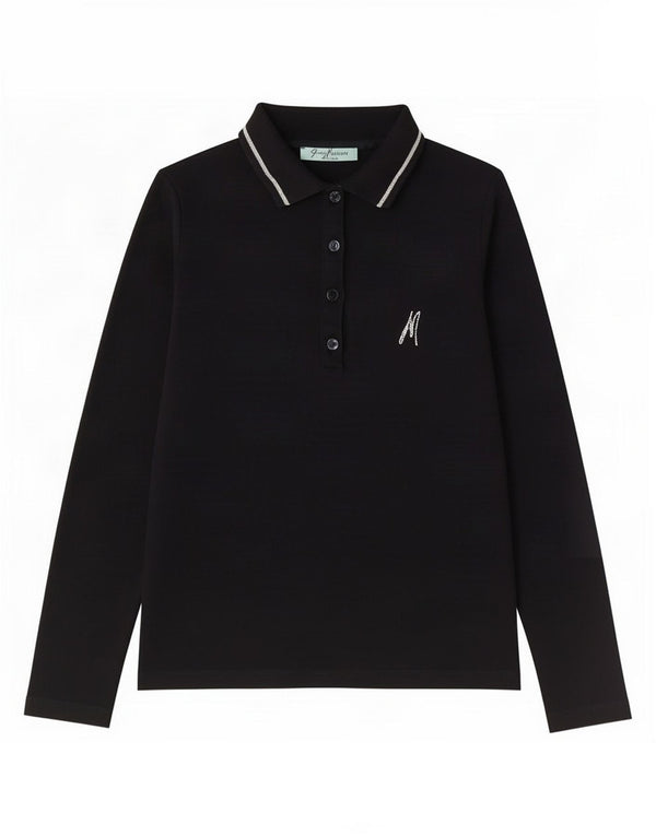 Polo a maniche lunghe da donna Guess By Marciano US 2 XS Nera