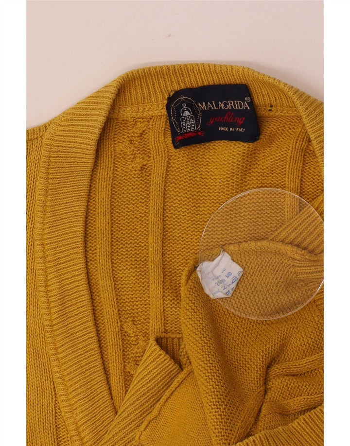 Maglione cardigan da uomo Malagrida in cotone giallo medio