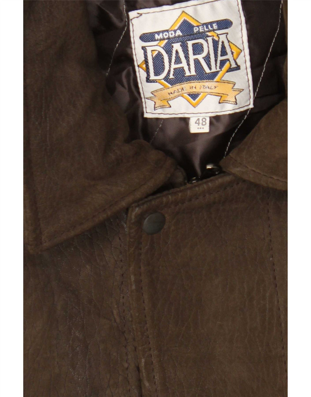 Giacca in pelle vintage da uomo con cappuccio IT 48 Marrone medio