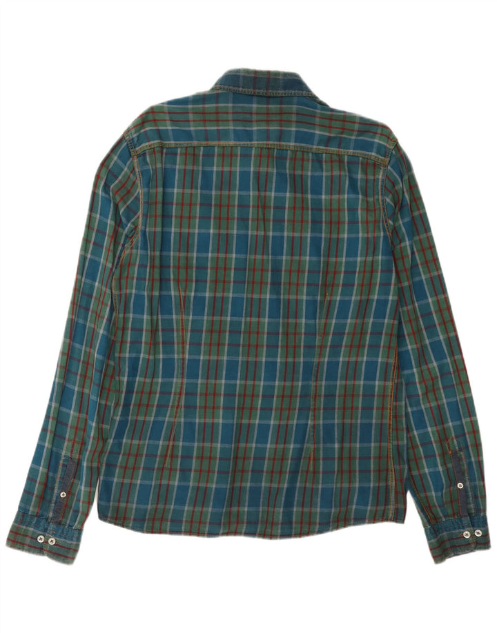ENERGIE Mens Slim Flannel Shirt Large Green Check