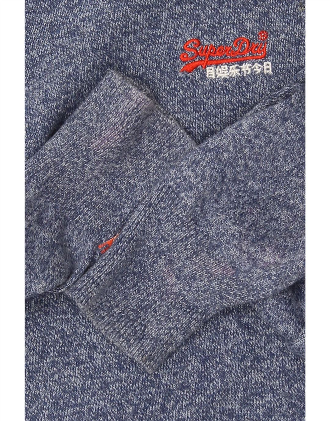 Maglione maglione girocollo da uomo in jersey Superdry in cotone screziato blu medio