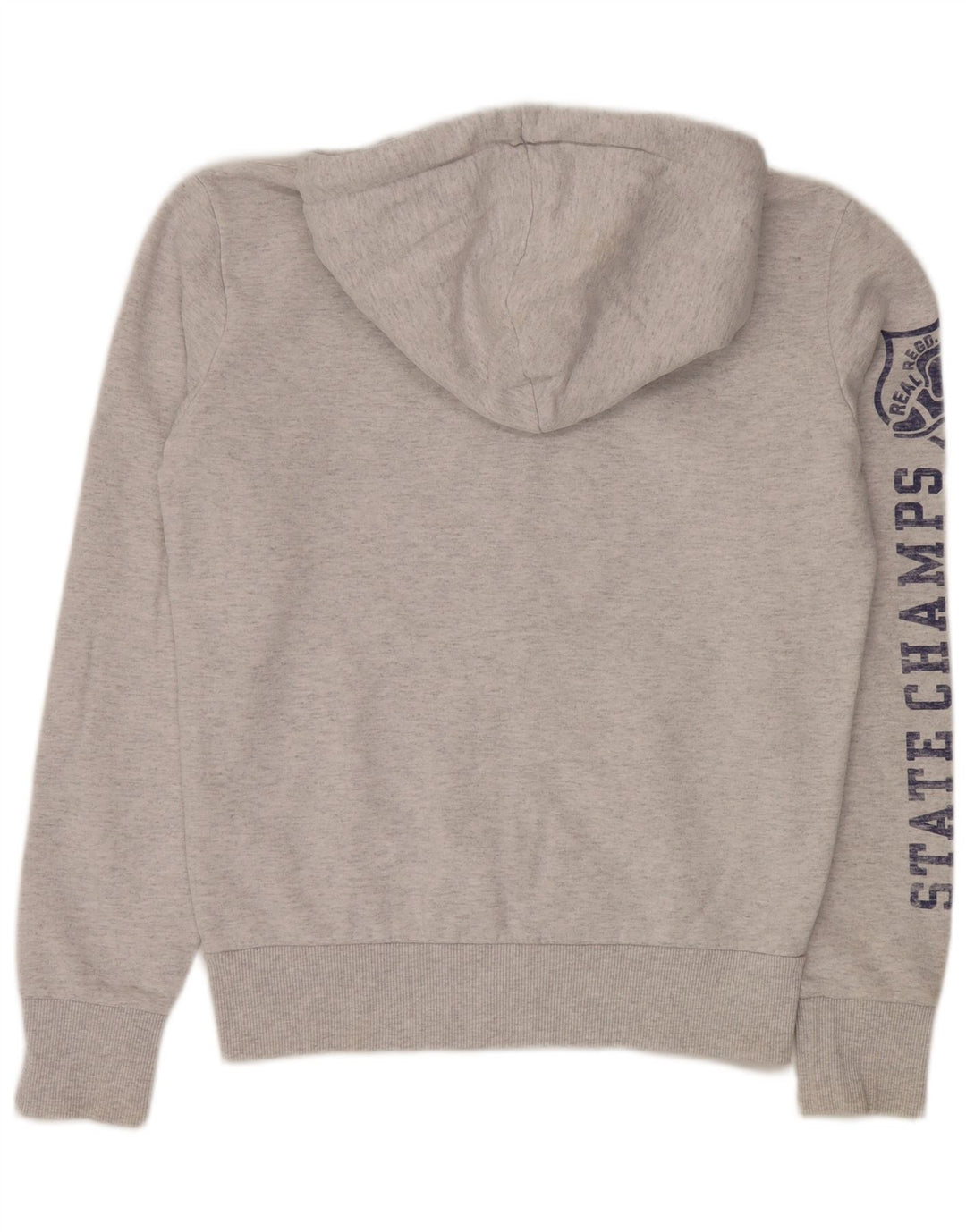 Maglione con cappuccio e zip grafica da uomo Superdry in cotone grigio medio