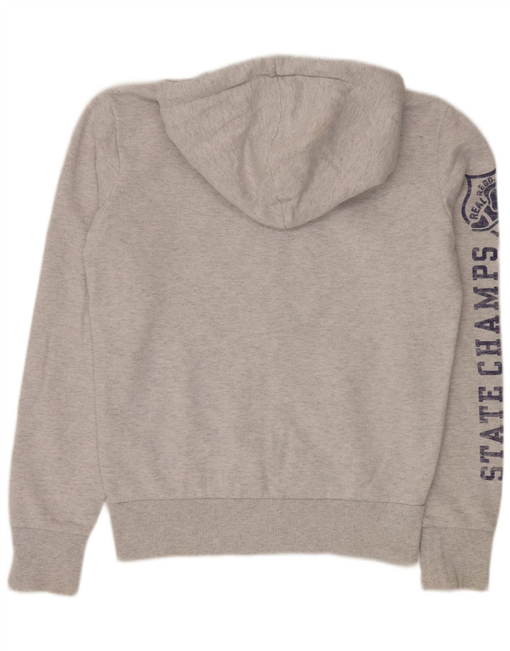 Maglione con cappuccio e zip grafica da uomo Superdry in cotone grigio medio