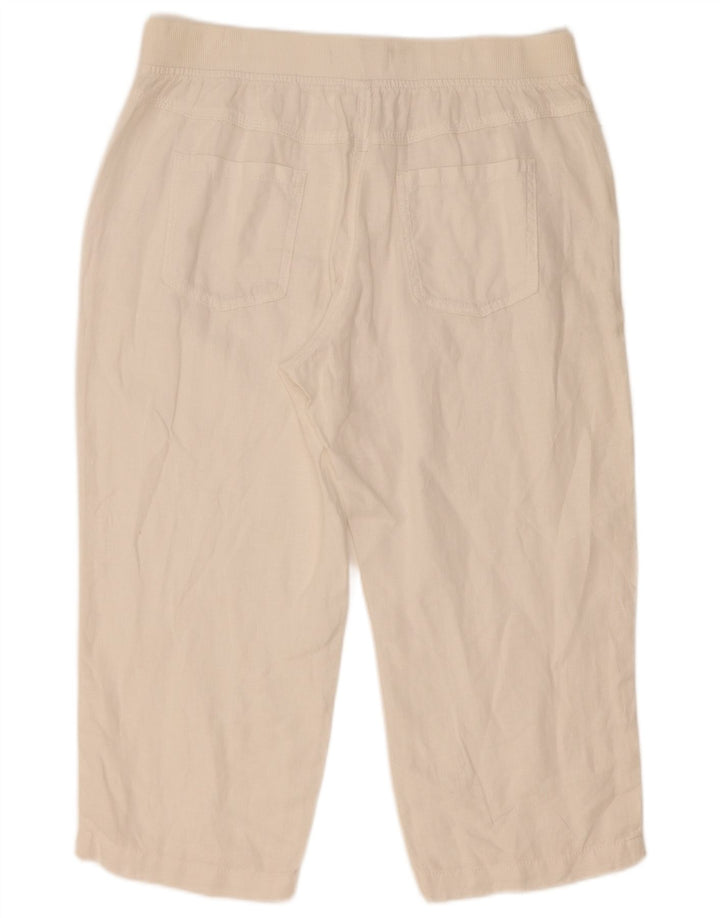 Pantaloni capri dritti da donna Marks & Spencer W32 L21 Lino bianco