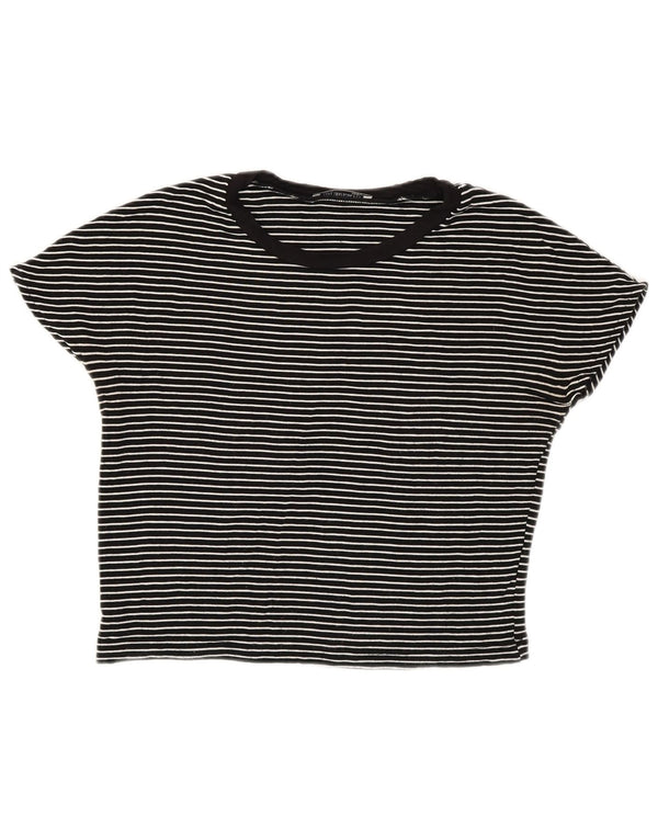 T-shirt corta da donna Zara Top UK 10 Small Blu navy a righe nautiche