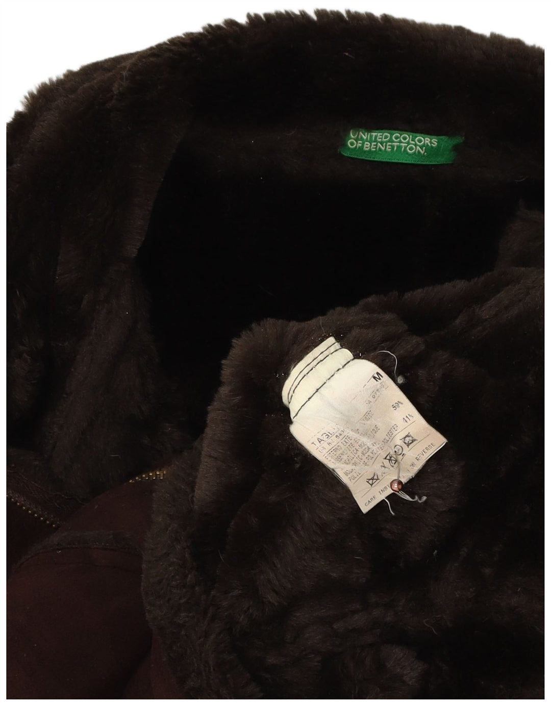 Giacca Sherpa da donna BENETTON UK 14 Acrilico marrone medio