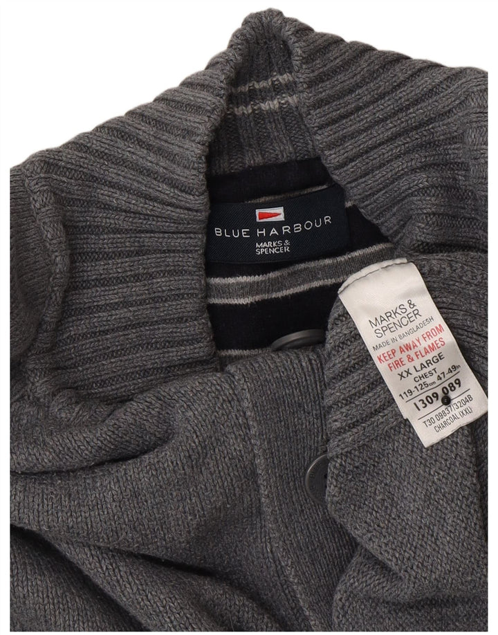 Maglione da uomo Marks & Spencer con collo a bottoni blu Harbour 2XL Grigio
