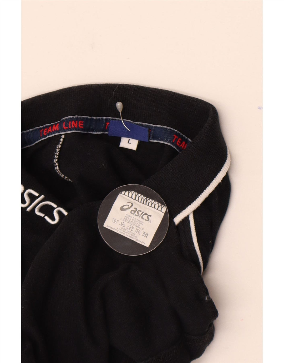 Polo grafica ASICS da uomo grande in cotone nero