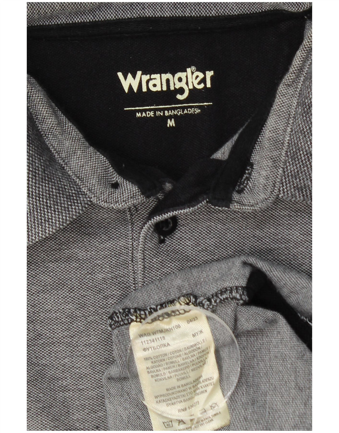 Polo da uomo a maniche lunghe WRANGLER in cotone grigio medio
