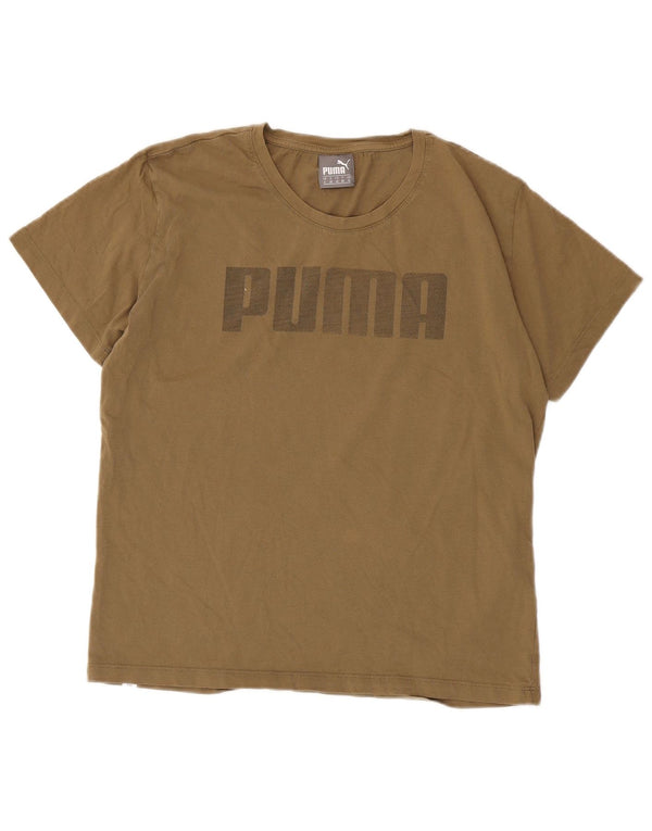 T-shirt grafica da donna Puma Top UK 10 Small in cotone kaki