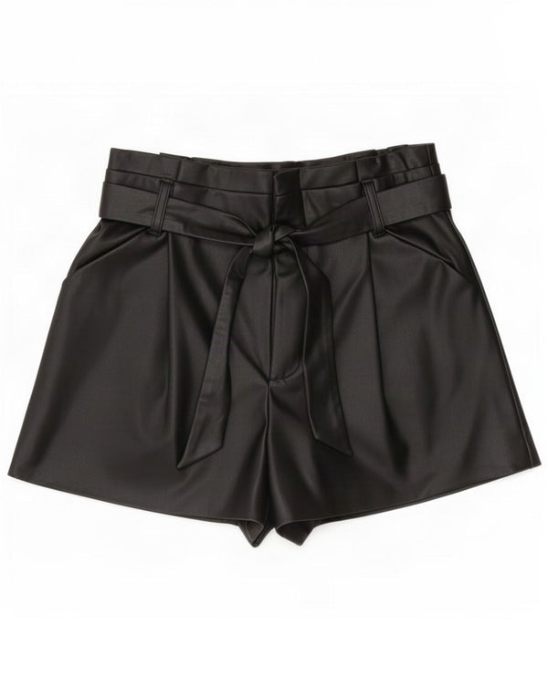 Pantaloni caldi da donna in ecopelle a vita alta Zara medi W30 poliuretano nero