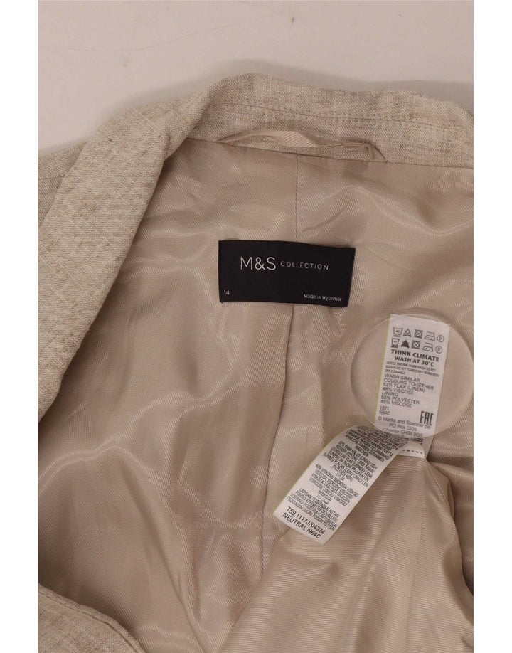 Giacca blazer aperta con maniche a 3/4 Marks & Spencer da donna UK 14 grande Beige